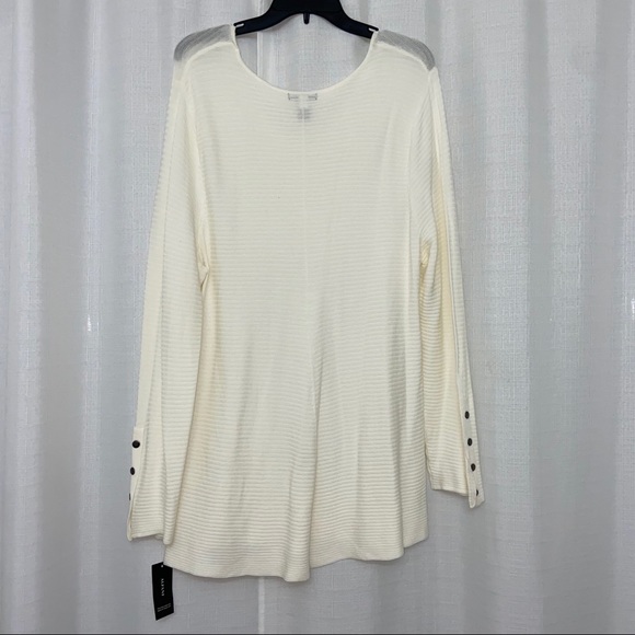 ALFANI Ribbed Snap-Detail Sweater - Picture 3 of 4